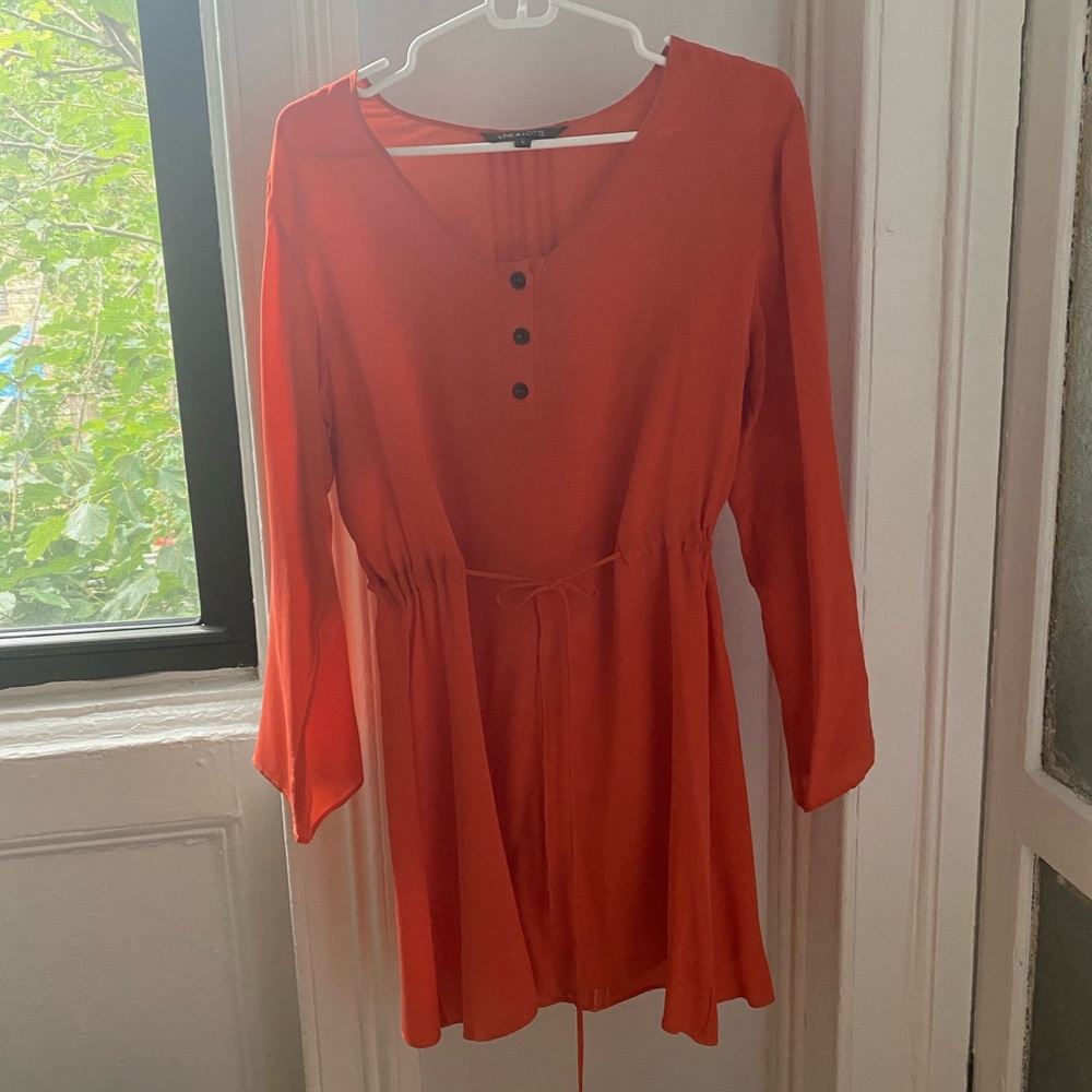 Coral Silk Mini Dress